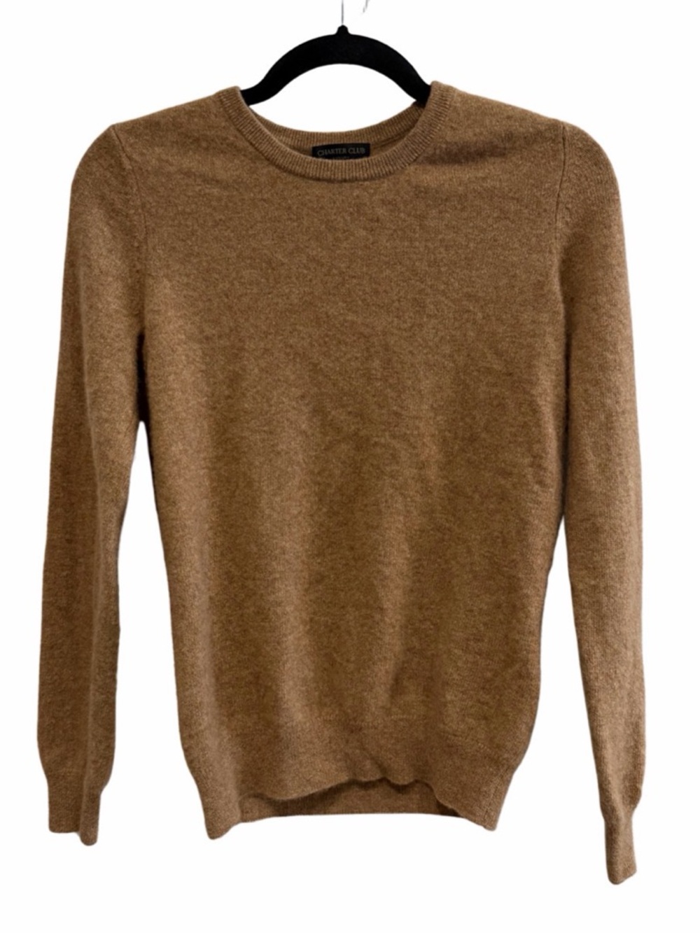 100% Cashmere Charter Club Women's Tan Camel Crewneck Sweater